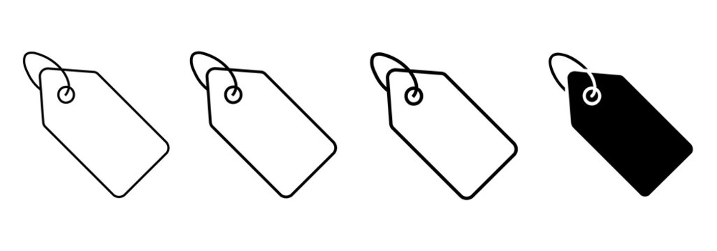 Tag icon set, Icons with stroke in flat style, line and solid design