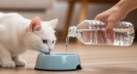 pour water for the cat