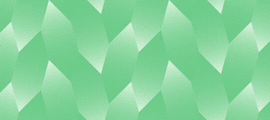 Fototapeta premium Vector abstract wide background with subtle light green geometric pattern. Halftone colour shading and grainy texture create fresh eco textile surface for wellness branding and natural layouts