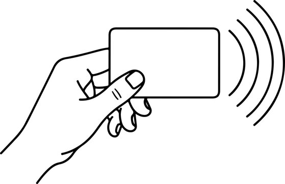 Contactless payment icon. Credit card and hand tap NFC payment symbol. Wireless payment vector illustration