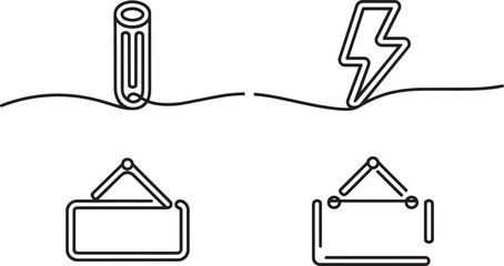 Continuous line icons set for modern commerce power and energy with shopping cart bag lightning bolt battery © Yasin