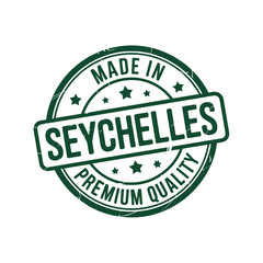 Fototapeta premium Green rubber stamp logo made in Seychelles premium quality product label