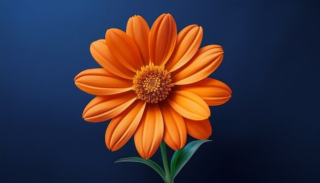 Vibrant Orange Flower On Dark Blue Background