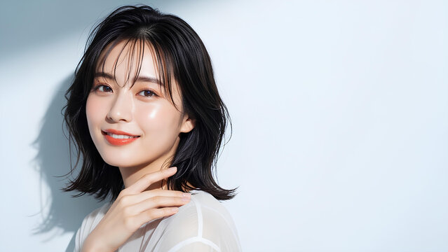 透明感と清潔感のある若い女性のビューティーポートレート