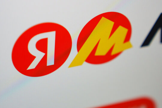 2026.04.26, Russia. Yandex Market logo on digital screen