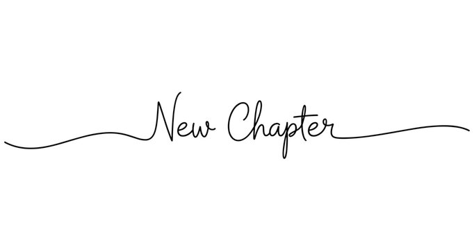 New chapter calligraphy design with elegant curved lines. No editable strokes