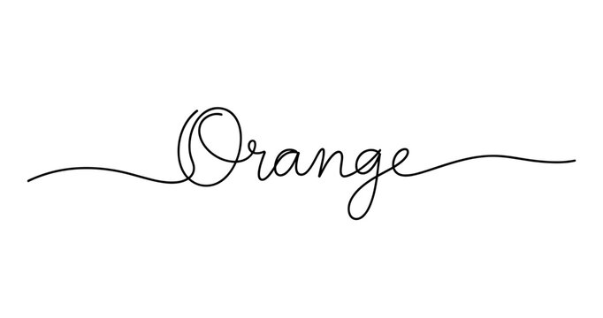 Elegant line art of the word orange in stylish script font. No editable strokes