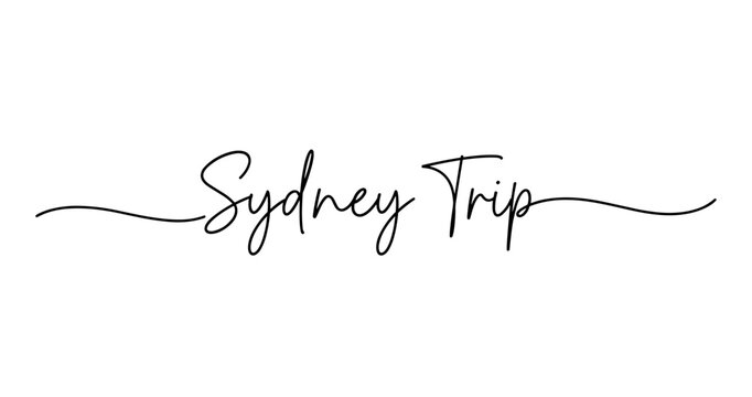 Sydney trip handwritten script typography design. No editable strokes