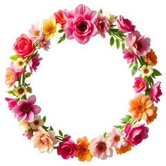 Fototapeta premium Floral wreath with a single heart at the center, love, natural