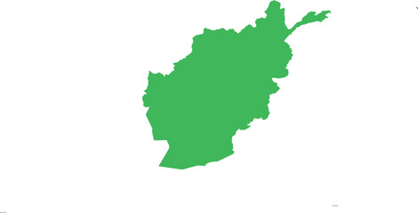 Fototapeta premium Afghanistan Map Silhouette – Solid Flat Green Vector Shape Isolated on White Background