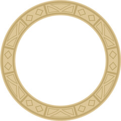 Naklejka premium African round gold ornament. Cultural heritage of the peoples of Africa. Ethnic endless border, frame. Zimbabwe ornament.