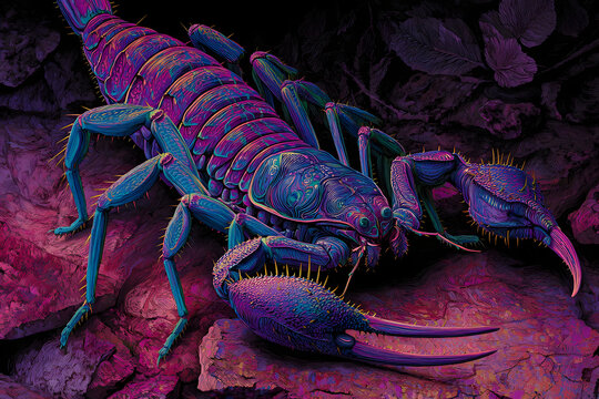 Neon Bioluminescent Scorpion