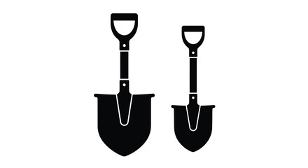 two shovels silhouette high quality professional detailed modern © Mithon