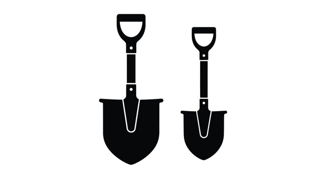 two shovels silhouette high quality professional detailed modern