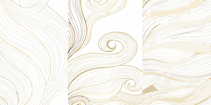 decorative gold line swirls and curls on white background