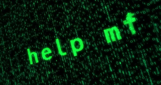 Help me text typing on display screen matrix style. Searching with retro monitor green pixel macro view.