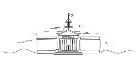 Naklejka premium City hall building centered in civic facade outline. No editable stroke