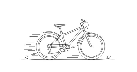 Fototapeta premium Bicycle depicted in motion on flat ground path. No editable stroke