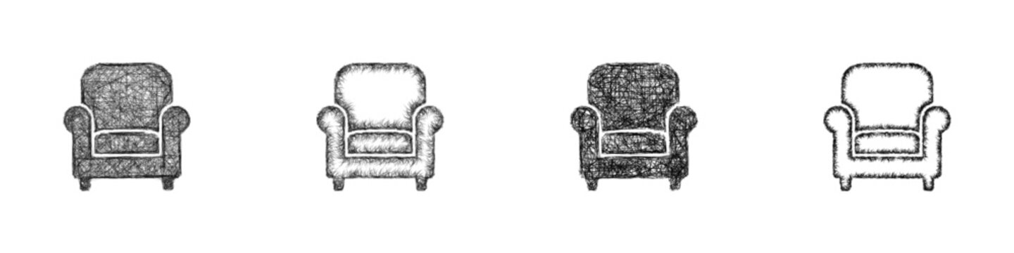 Sketch armchair icon design set
