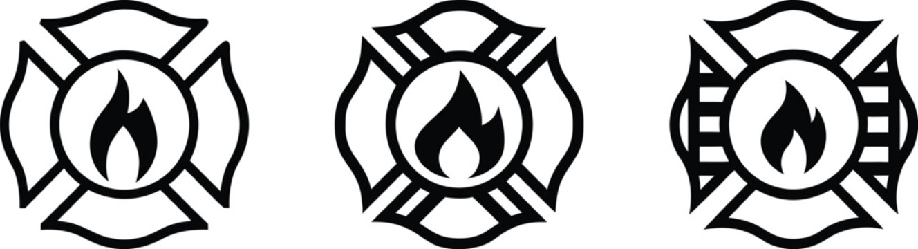 Minimalist Fire Service Shield Icons for Emergency Rescue Branding