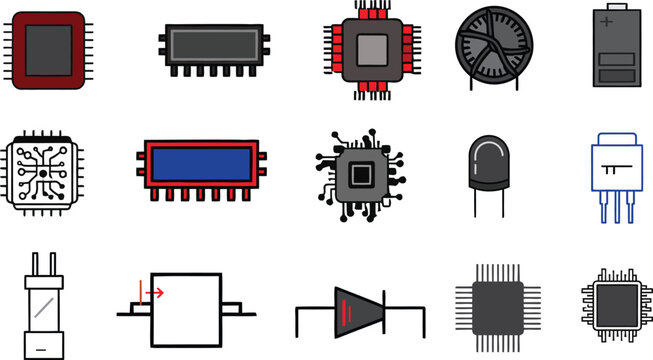 Assorted electronic components collection a variety of circuitry building blocks