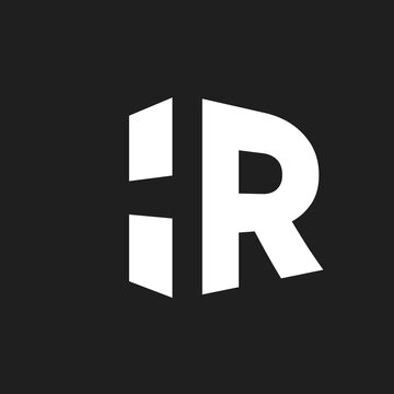 HR Monogram Logo in 3D White Letters on Black Background