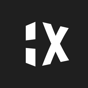 Bold Geometric Letter HX Logo Design in White on Black Background Vector Illustration