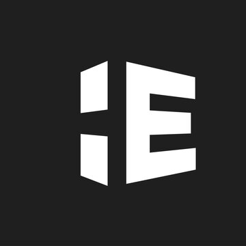 HE Letter Monogram Logo Design in Modern Geometric Block Shape