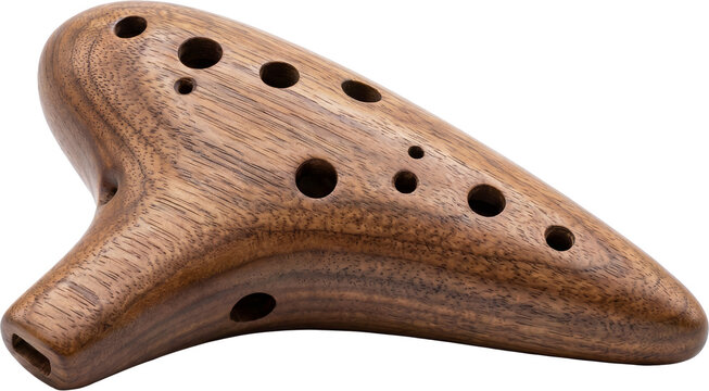 Wooden ocarina instrument isolated transparent background traditional wind instrument music