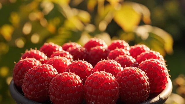 Fresh Juicy Red Raspberries Bursting With Flavor
