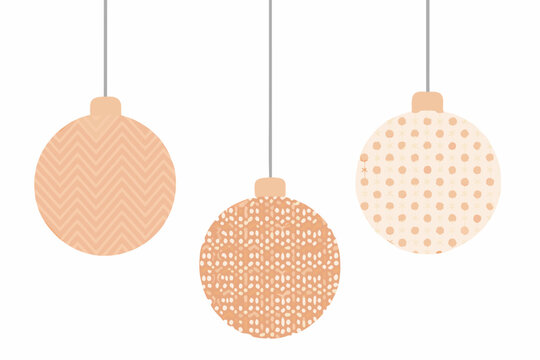 hanging ornaments with pastel patterns on white background