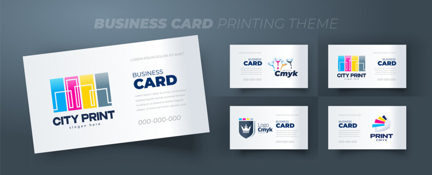 Set Business card Printing theme. Template design vector.