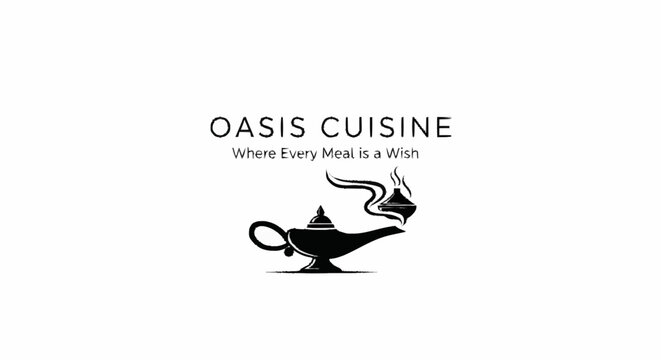 Oasis Cuisine logo with magic lamp and smoke.