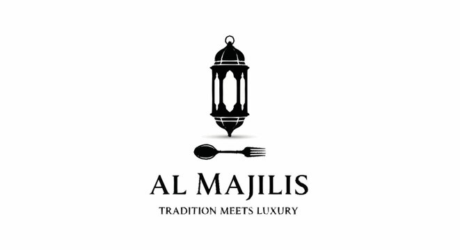 Al Majlis logo with lantern and cutlery.