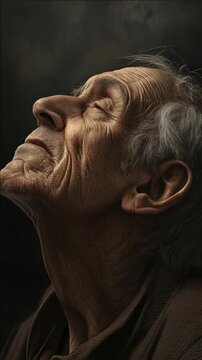 A wise old man in a contemplative pose.