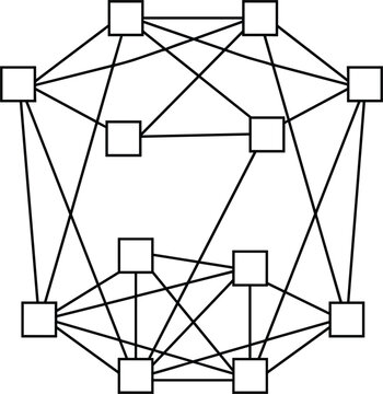 Abstract network structure with connected nodes and lines representing data communication system digital connectivity and decentralized technology concept