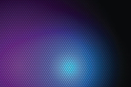 Gradient hexagon grid background, with purple to, blue transition and, dark vignette pattern texture
