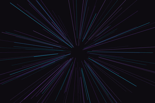 Bursting starburst of purple and teal lines on dark background, explosion streaks