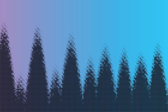 Abstract halftone wave pattern with gradient background, of purple and, blue texture