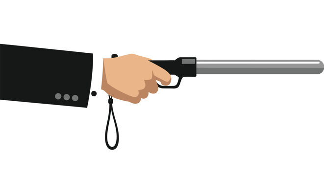 Formal businessman hand holding a metal baton vector illustration isolated on white background