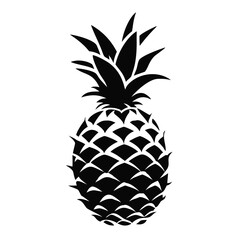 Obraz premium Pineapple fruit vector silhouette. Tropical exotic fruit icon. Black graphic illustration isolated on transparent background