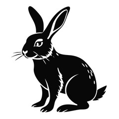 Obraz premium Rabbit silhouette vector icon. Black graphic illustration of a bunny. Animal and nature symbol isolated on transparent background