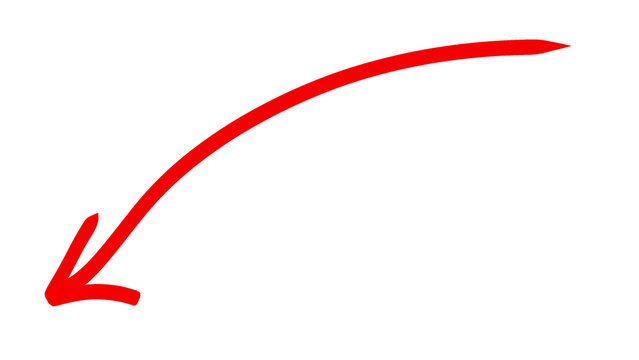Red ink thin arrow pointing down to left