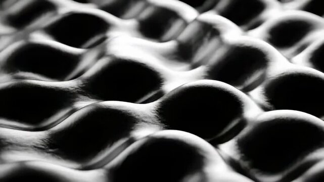 Revealing glossy dimpled surface rippling after camera shift in studio close-up, shiny highlights