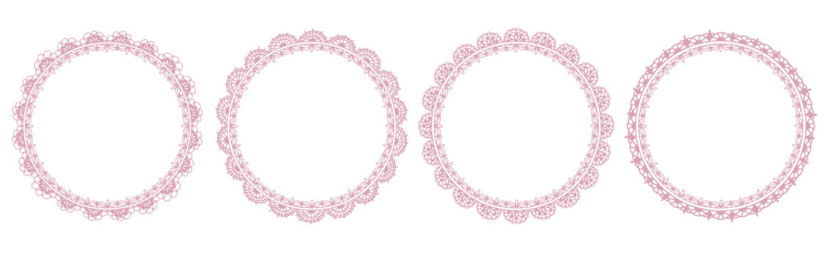 Doily lace circle frame playful cute border for cake label, birthday card or gift tag.