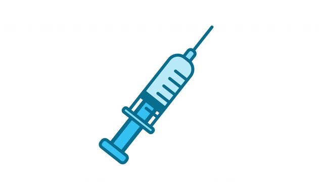 Syringe and needle icon with liquid drop for medical vaccine or injection concept, ideal for healthcare presentations, vaccination campaigns, and medical app interfaces