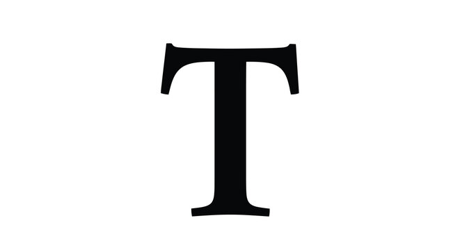 capital letter t in bold black font on white background high quality professional detailed modern elegant stylish clean crisp vibrant