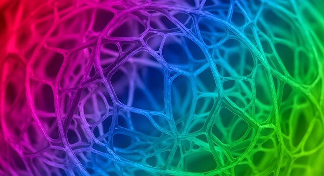 Abstract colorful network structure with interconnected lines and nodes image photo