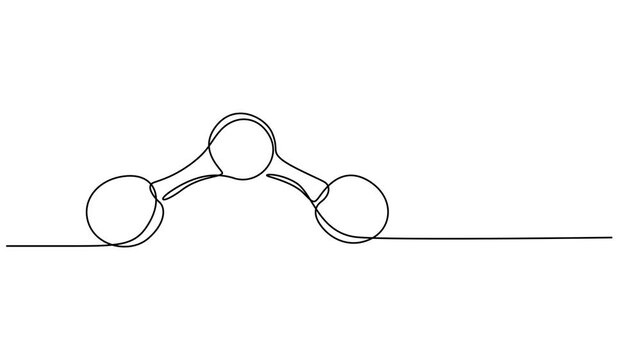 Carbon dioxide molecular model vector illustration continuous one line drawing animation, Chemical model: Ball and Stick. Isolated Transparent, CO2 Formula vector Carbon Dioxide full length video. pro