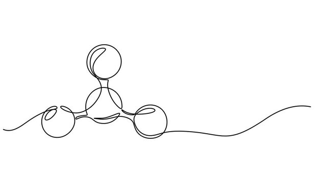 Carbon dioxide molecular model vector illustration continuous one line drawing animation, Chemical model: Ball and Stick. Isolated Transparent, CO2 Formula vector Carbon Dioxide full length video. pro